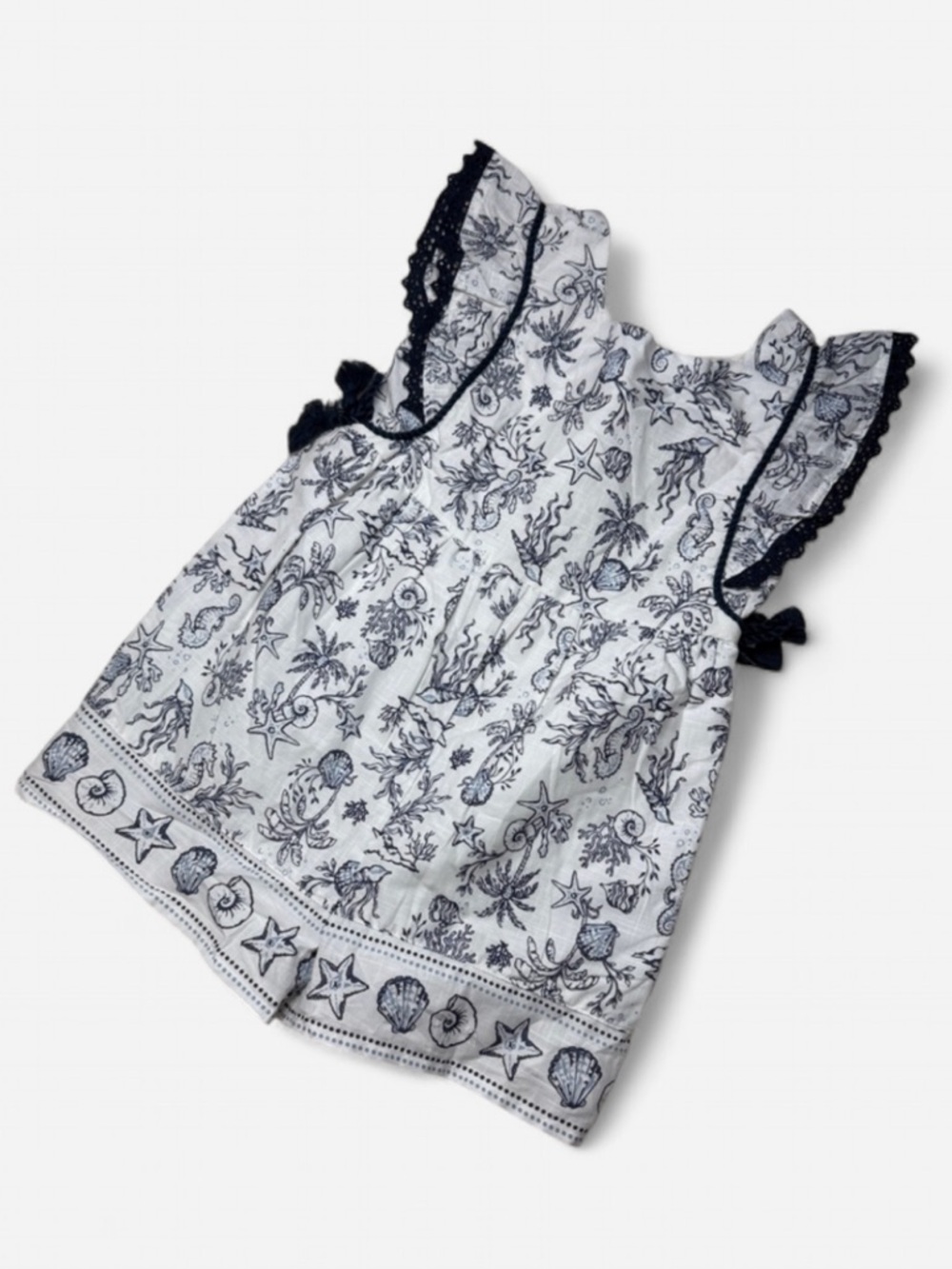 Happily Grey Girls White and Navy Sea Life One Piece Size 4T NWT